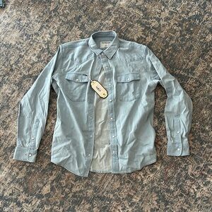 NWT Poncho Men's Light Blue Denim Casual Pearl Snap Shirt